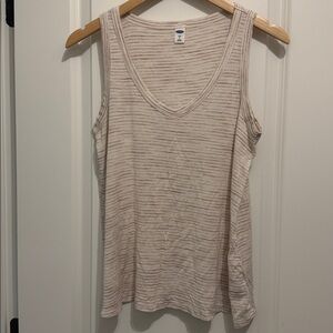 EUC. Small Cream with Light Pink Stripes Loose Fitting Tank